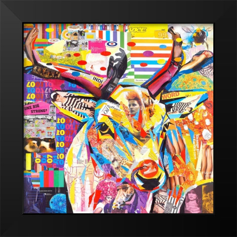 Funky Deer Black Modern Wood Framed Art Print by Grey, James