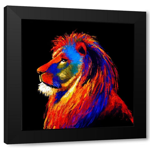 The Lion Black Modern Wood Framed Art Print by Summer, Clara