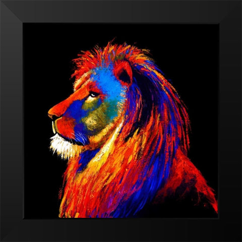 The Lion Black Modern Wood Framed Art Print by Summer, Clara