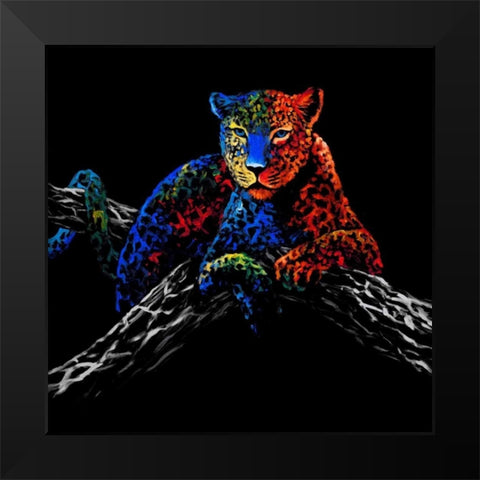 The Cheetah Black Modern Wood Framed Art Print by Summer, Clara