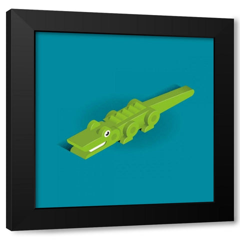 Crocodile Black Modern Wood Framed Art Print by Jensen, Bo Virkelyst