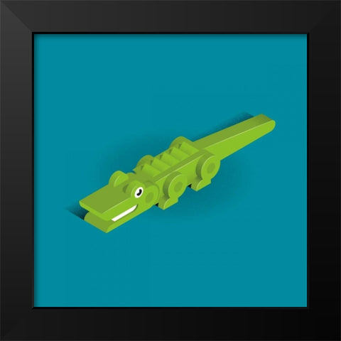 Crocodile Black Modern Wood Framed Art Print by Jensen, Bo Virkelyst