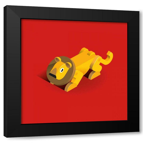 Lion Black Modern Wood Framed Art Print with Double Matting by Jensen, Bo Virkelyst