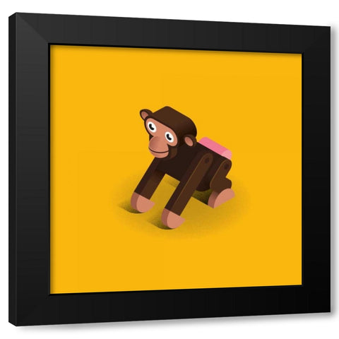 Monkey Black Modern Wood Framed Art Print by Jensen, Bo Virkelyst