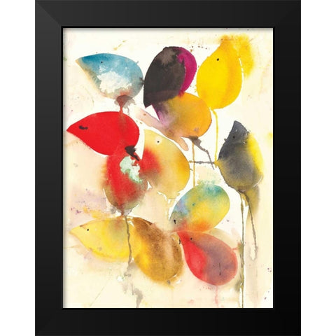 Leaves Falling I Black Modern Wood Framed Art Print by Johannesson, Karin