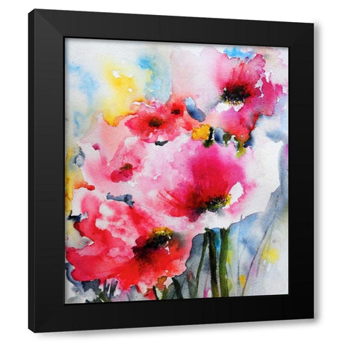 Summer Poppies II Black Modern Wood Framed Art Print by Johannesson, Karin