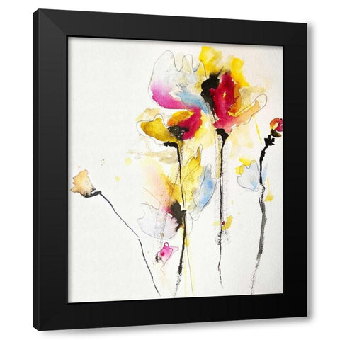 Sweet Peas Black Modern Wood Framed Art Print by Johannesson, Karin