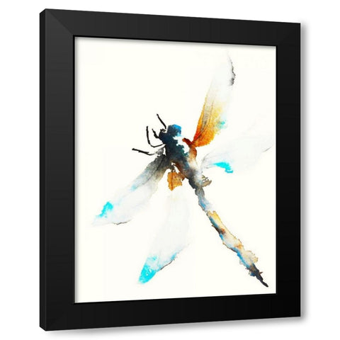 Blue and Brown Dragonfly Black Modern Wood Framed Art Print by Johannesson, Karin