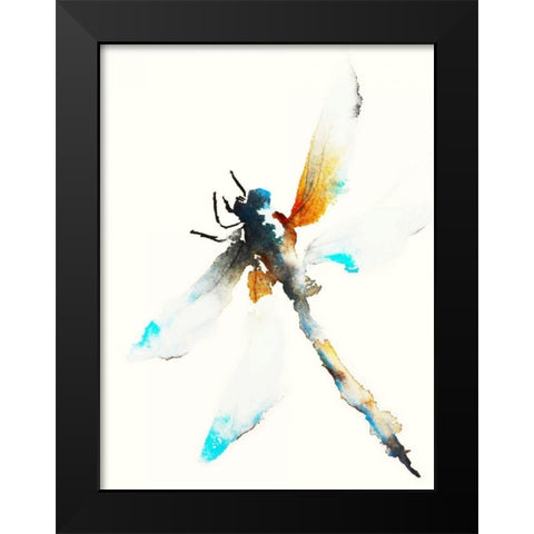 Blue and Brown Dragonfly Black Modern Wood Framed Art Print by Johannesson, Karin
