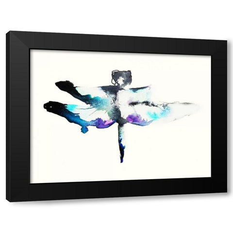 Turquoise and Violet Dragonfly Black Modern Wood Framed Art Print with Double Matting by Johannesson, Karin