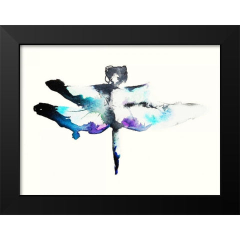 Turquoise and Violet Dragonfly Black Modern Wood Framed Art Print by Johannesson, Karin