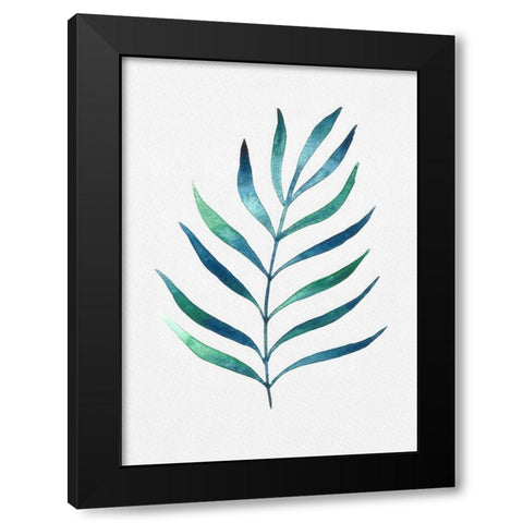 Blue and Green Watercolor Leaves 2 Black Modern Wood Framed Art Print by Juncos, Cami