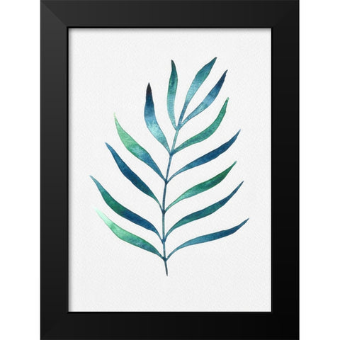 Blue and Green Watercolor Leaves 2 Black Modern Wood Framed Art Print by Juncos, Cami