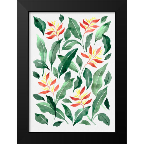 Parakeet Flower Black Modern Wood Framed Art Print by Juncos, Cami