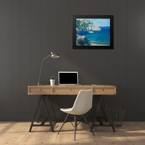 Cala Secreta Black Modern Wood Framed Art Print by Krioutchkov, Alex Hook