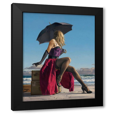 On Crescent Beach Black Modern Wood Framed Art Print by Kelley, Paul