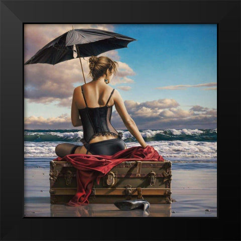 On the Edge of the World Black Modern Wood Framed Art Print by Kelley, Paul