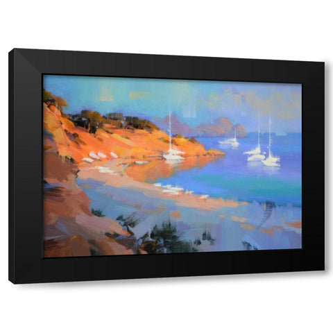 Evening Boats Black Modern Wood Framed Art Print by Krioutchkov, Alex Hook