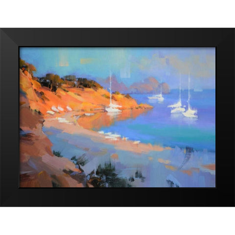 Evening Boats Black Modern Wood Framed Art Print by Krioutchkov, Alex Hook