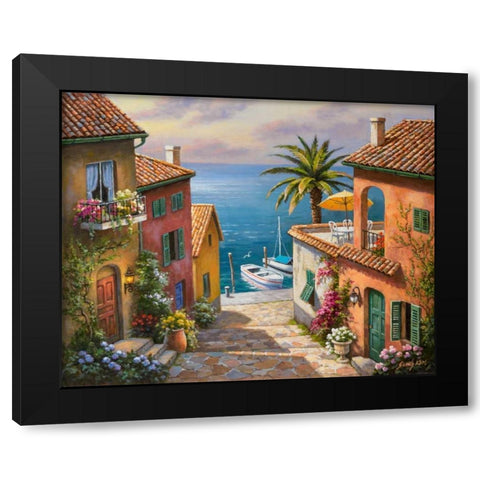 The Villaâ€™s Private Dock Black Modern Wood Framed Art Print by Kim, Sung