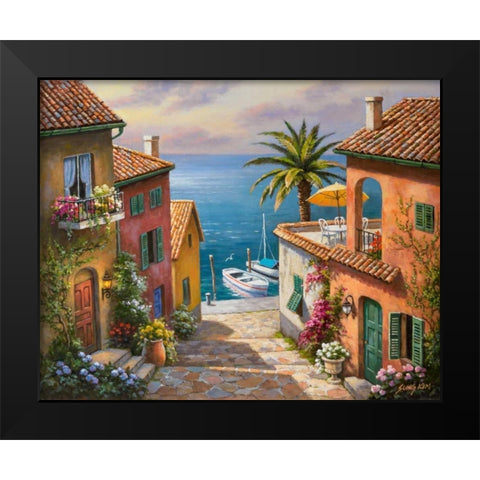 The Villaâ€™s Private Dock Black Modern Wood Framed Art Print by Kim, Sung