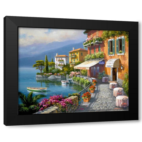 Seaside Bistro Cafe Black Modern Wood Framed Art Print with Double Matting by Kim, Sung