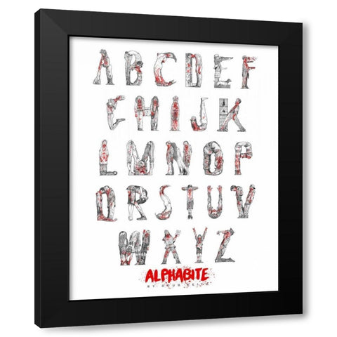 Alphabite Black Modern Wood Framed Art Print with Double Matting by Keith, Doug