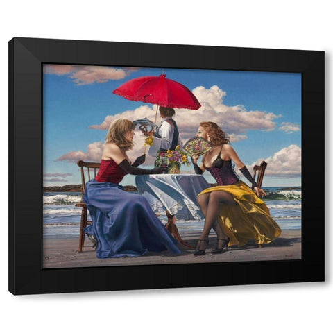 Cafe Oceanus Black Modern Wood Framed Art Print by Kelley, Paul