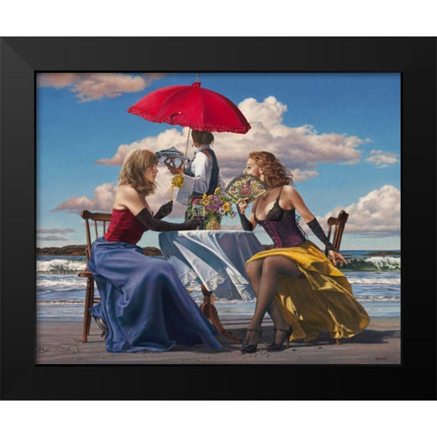 Cafe Oceanus Black Modern Wood Framed Art Print by Kelley, Paul