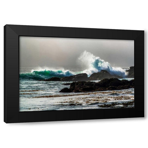 The Wave, Long Beach Black Modern Wood Framed Art Print by Kostka, Vladimir