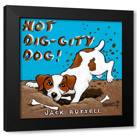 Hot Dig-Gity Dog! Black Modern Wood Framed Art Print by Kruskamp, Janet