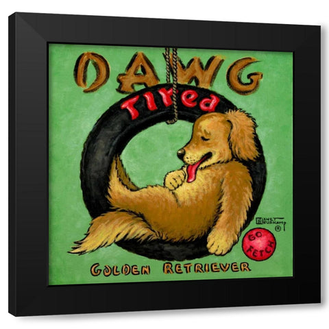 Dawg Tired Black Modern Wood Framed Art Print with Double Matting by Kruskamp, Janet