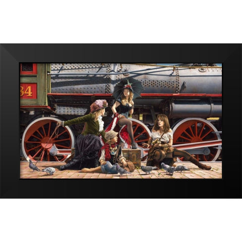 Last Train for the Coast Black Modern Wood Framed Art Print by Kelley, Paul