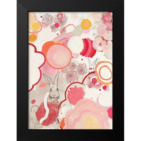 Funny Bunnies Come To The Party Black Modern Wood Framed Art Print by Kleinpeter, Maggie