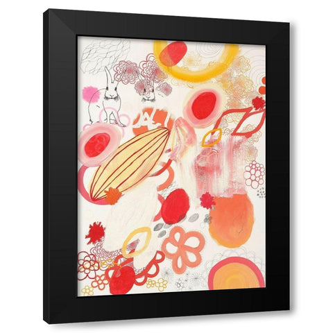 Funnie Bunnies Go To Space Black Modern Wood Framed Art Print by Kleinpeter, Maggie