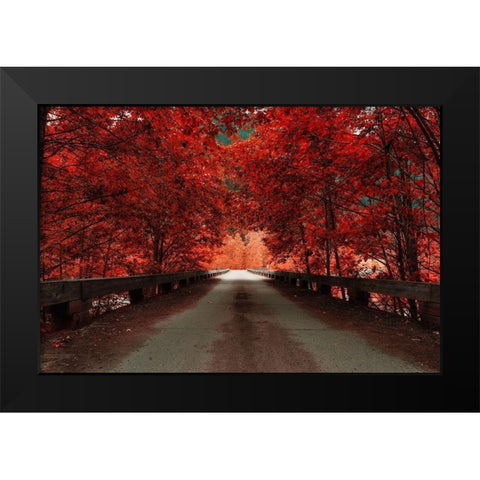 Bridge (Red) Black Modern Wood Framed Art Print by Kostka, Vladimir