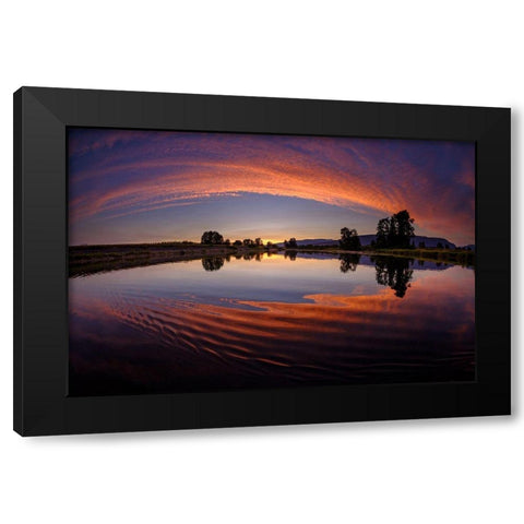 Canoe Sunset Black Modern Wood Framed Art Print with Double Matting by Kostka, Vladimir