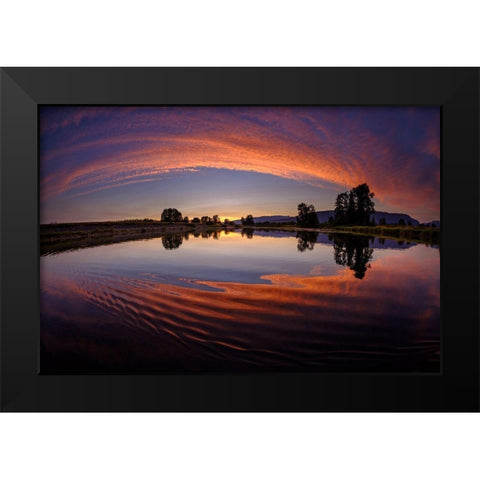Canoe Sunset Black Modern Wood Framed Art Print by Kostka, Vladimir