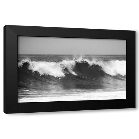 Wave BW Black Modern Wood Framed Art Print with Double Matting by Kostka, Vladimir