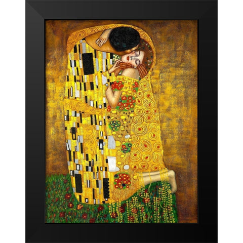 The Kiss Black Modern Wood Framed Art Print by Klimt, Gustav