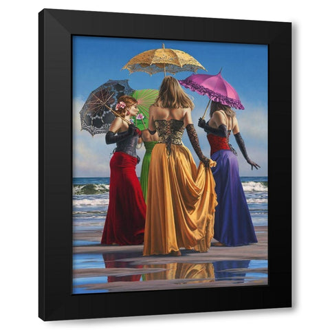 Parasols Black Modern Wood Framed Art Print with Double Matting by Kelley, Paul