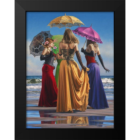 Parasols Black Modern Wood Framed Art Print by Kelley, Paul