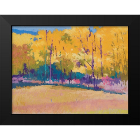 Yellow Trees Black Modern Wood Framed Art Print by Kelly, Mike