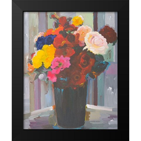 Bold Bouquet Black Modern Wood Framed Art Print by Khorasani, Hooshang