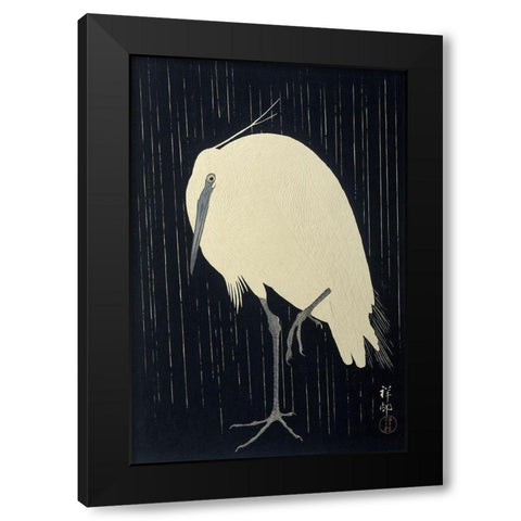Egret in the Rain, 1925-1936 Black Modern Wood Framed Art Print with Double Matting by Koson, Ohara