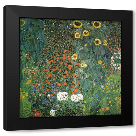 Farm Garden with Sunflowers, 1906 Black Modern Wood Framed Art Print with Double Matting by Klimt, Gustav