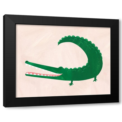 Crocodile Black Modern Wood Framed Art Print with Double Matting by Kopcik, Emily
