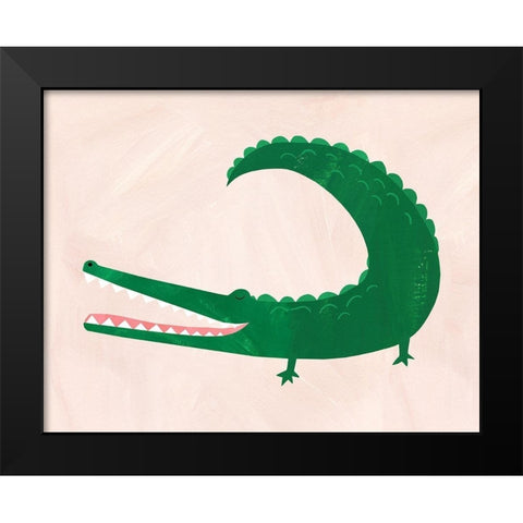 Crocodile Black Modern Wood Framed Art Print by Kopcik, Emily
