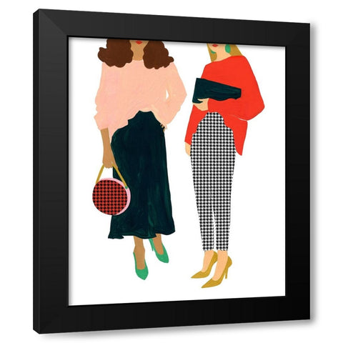 Fashion Friends Black Modern Wood Framed Art Print by Kopcik, Emily