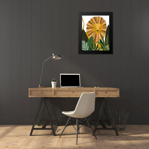 Liam The Lion Black Modern Wood Framed Art Print by Kopcik, Emily
